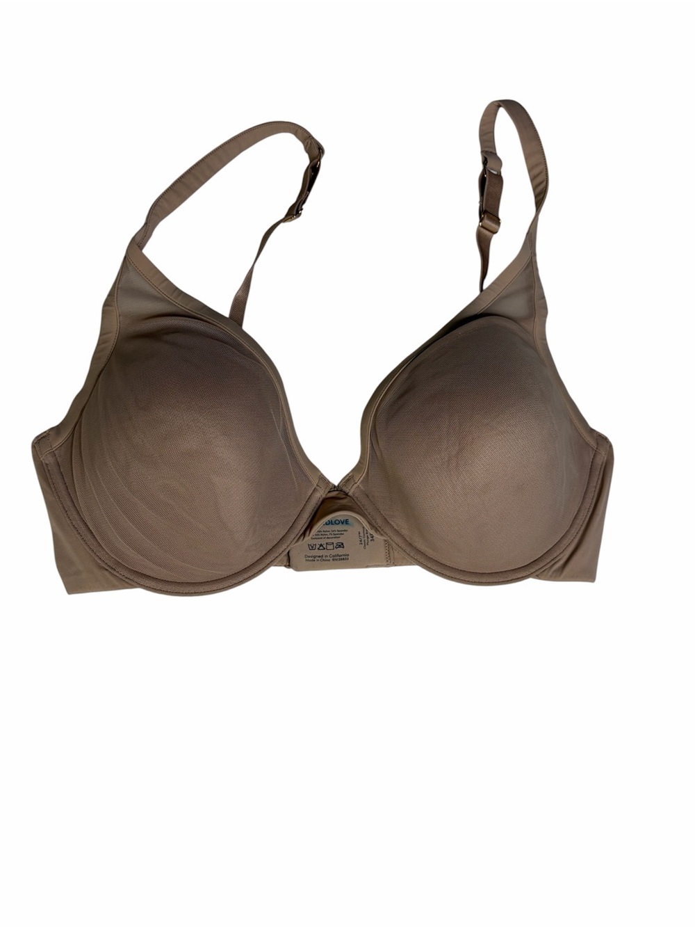 Thirdlove tan mesh nylon classic contour plunge underwire bra size 34E
